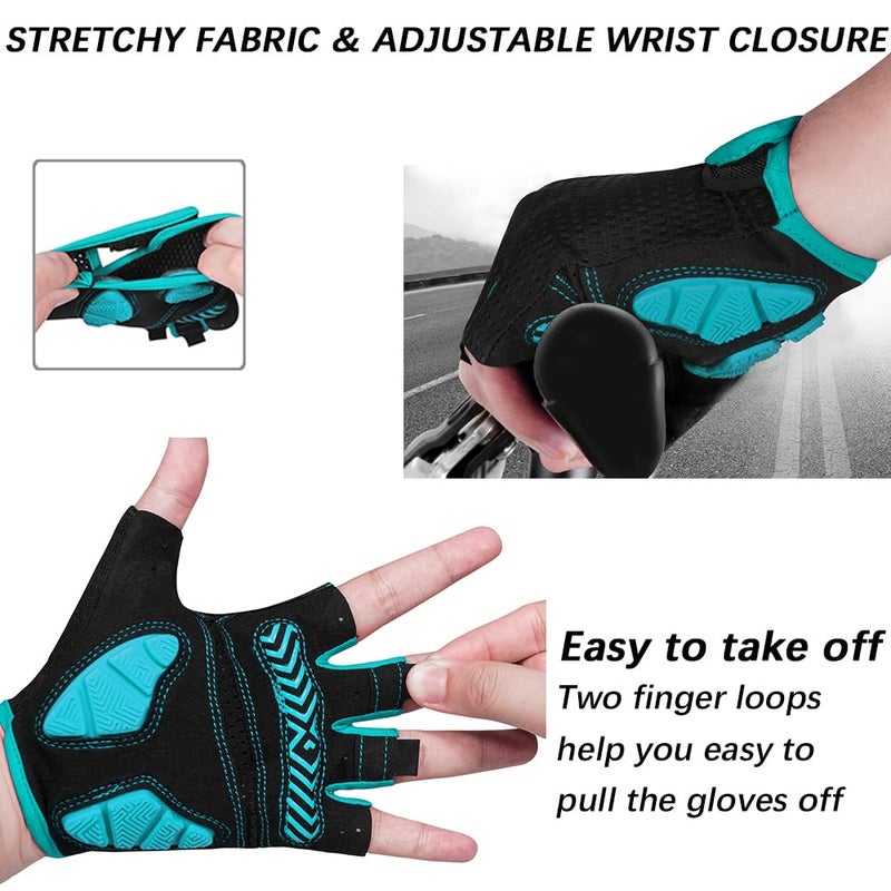 MOREOK Cycling Gloves Bike Gloves for Men/Women-[5MM Gel Pad] Half Finger Bicycle Biking Gloves for Cycling/Weight Lifting/Gym/Motorcycle/Outdoor Sports-098-Blue-XL - Image 4